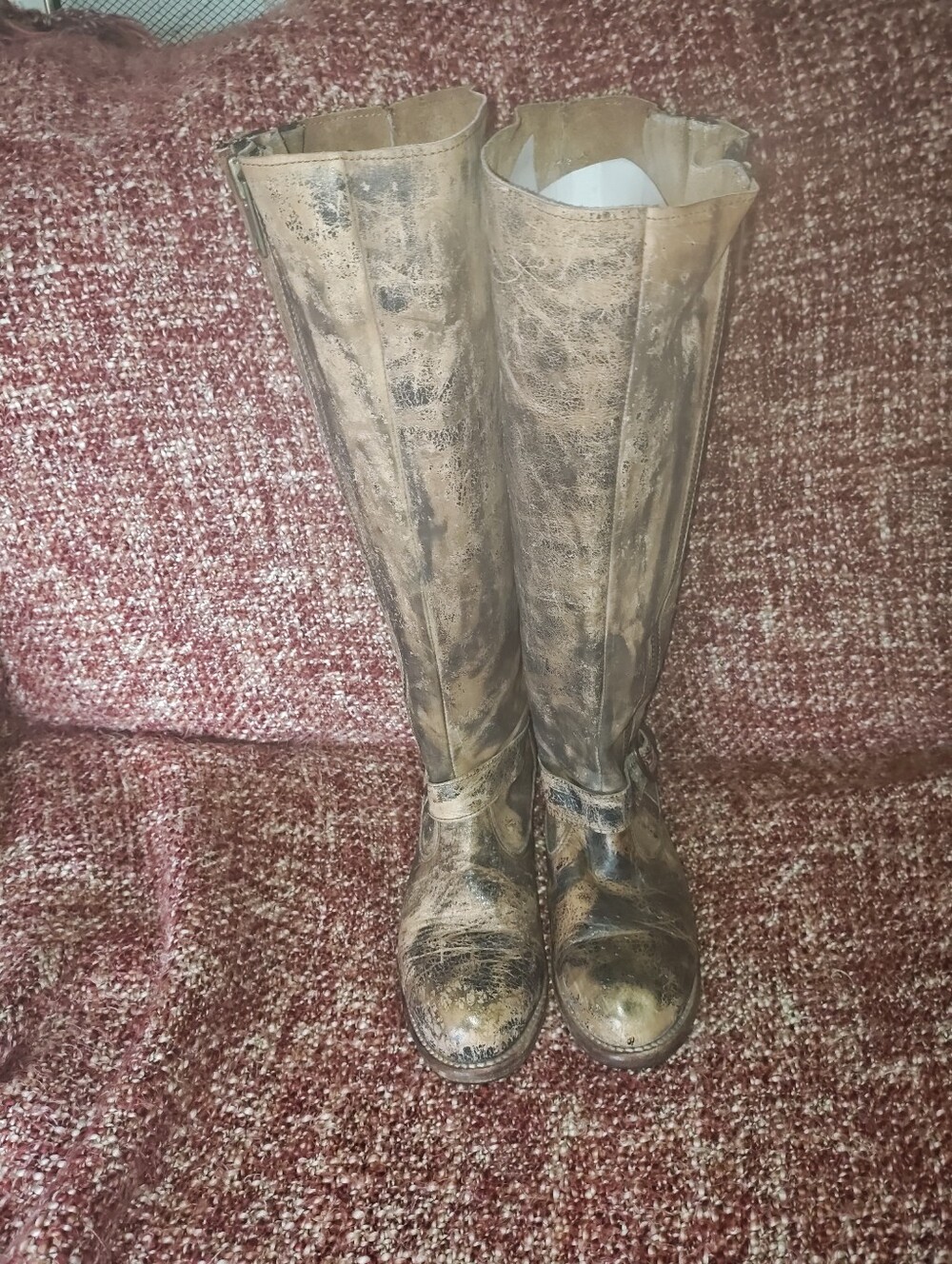 Bedstu Tango Double Zipper Leather Riding Boots - Brown And Black Distressed - Picture 4 of 9